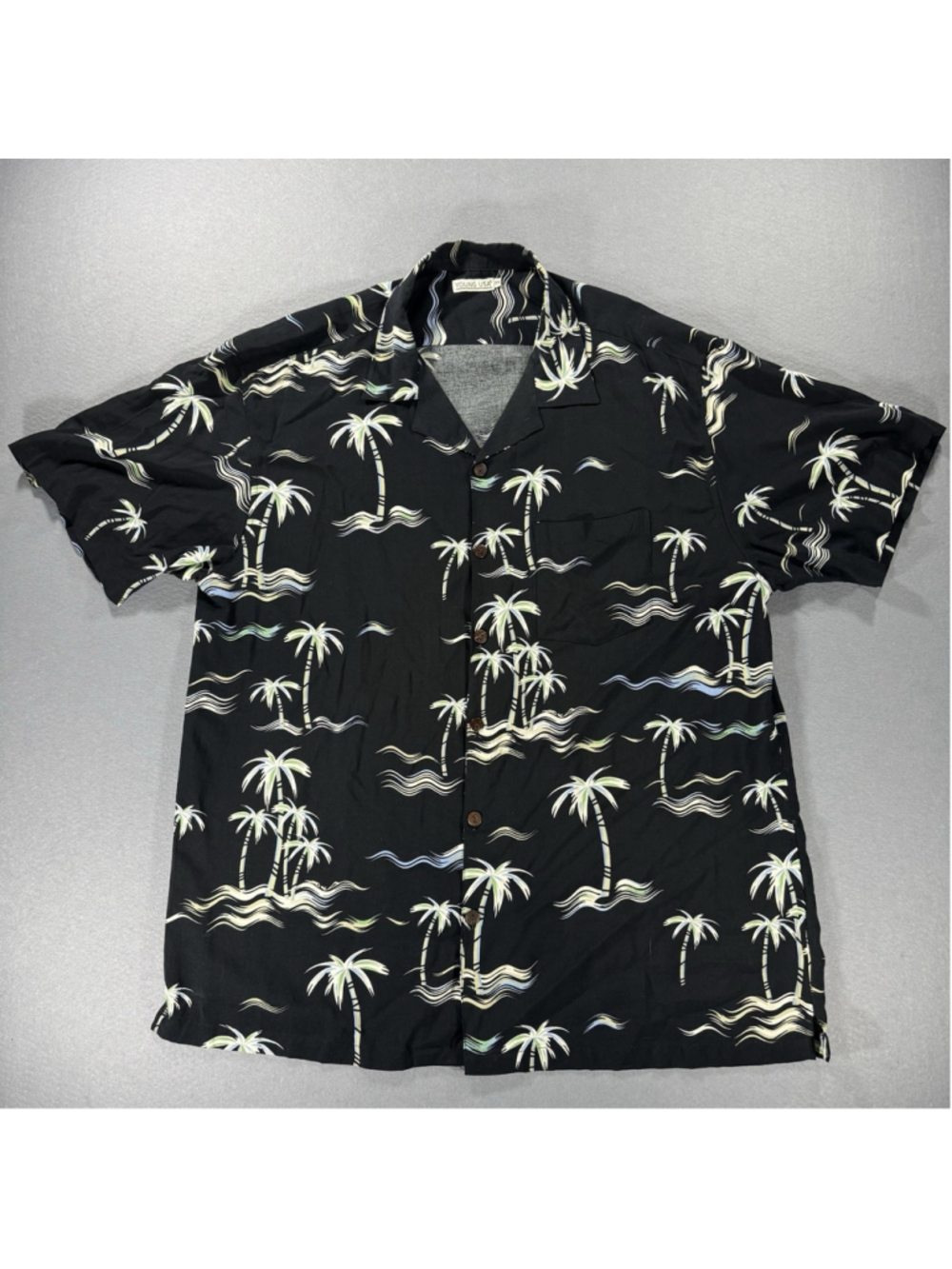 Young USA Palm Tree Print Hawaiian Black Shirt 2XL